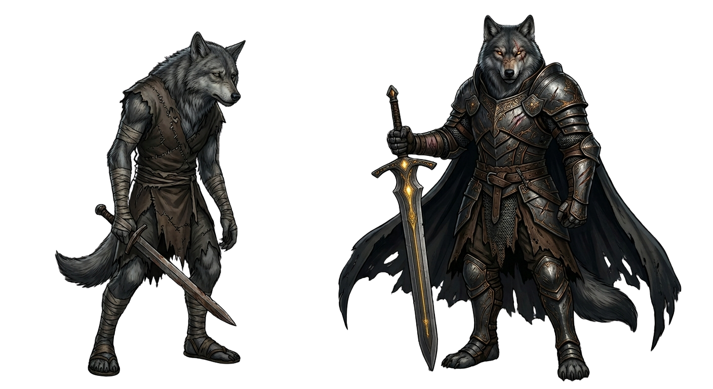 GritPet wolf warrior — Recruit to Legend